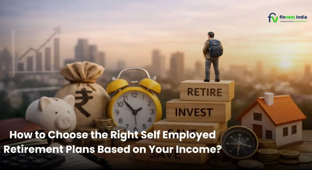"Self-Employed Retirement Plans concept showing ong-term retirement corpus planning setup for self-employed professionals in India."