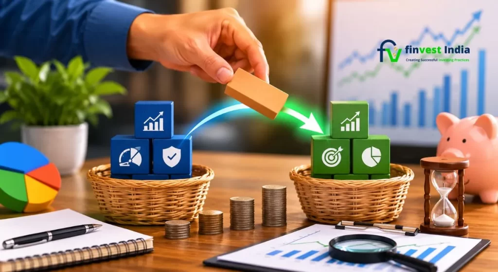 Investor evaluating portfolio performance and risk factors before making a switch in a mutual fund - FINVEST INDIA